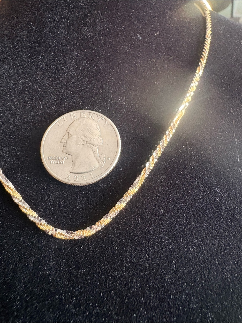 Two- Tone Twisted Rope Necklace - Italy .925 - Picture 3 of 5